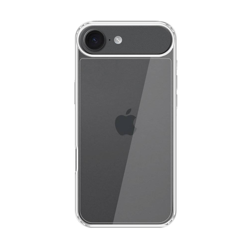 Ein Smartphone mit elegantem Design, mit glänzender Rückseite, einer einzelnen rückseitigen Kamera in der oberen linken Ecke und einem Apple-Logo in der Mitte.