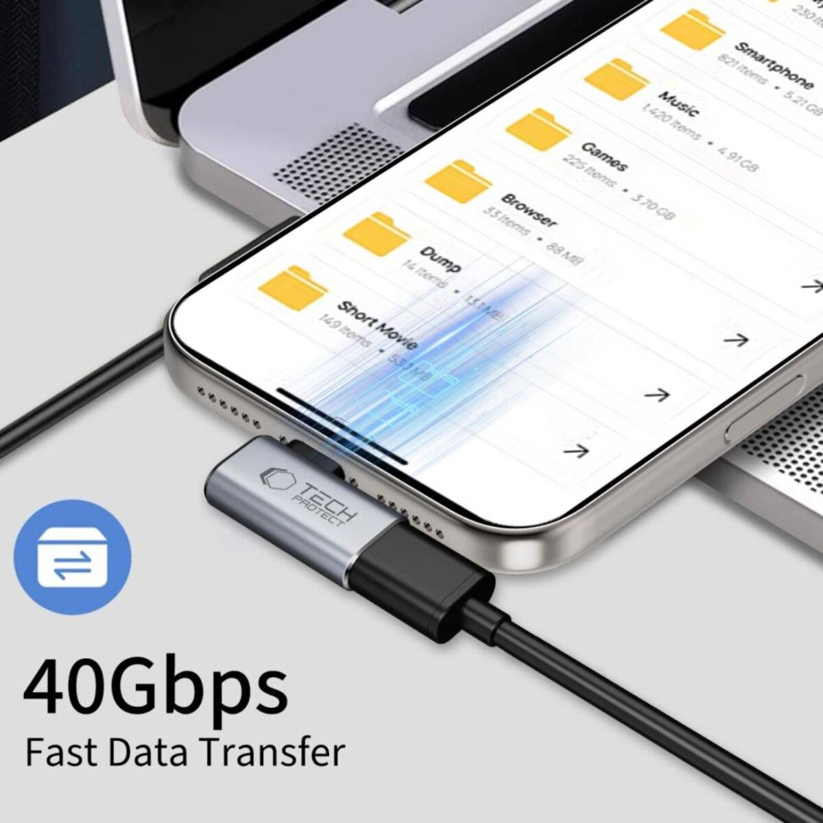 Tech-Protect Ultraboost AA01 USB-C Winkeladapter – Grau