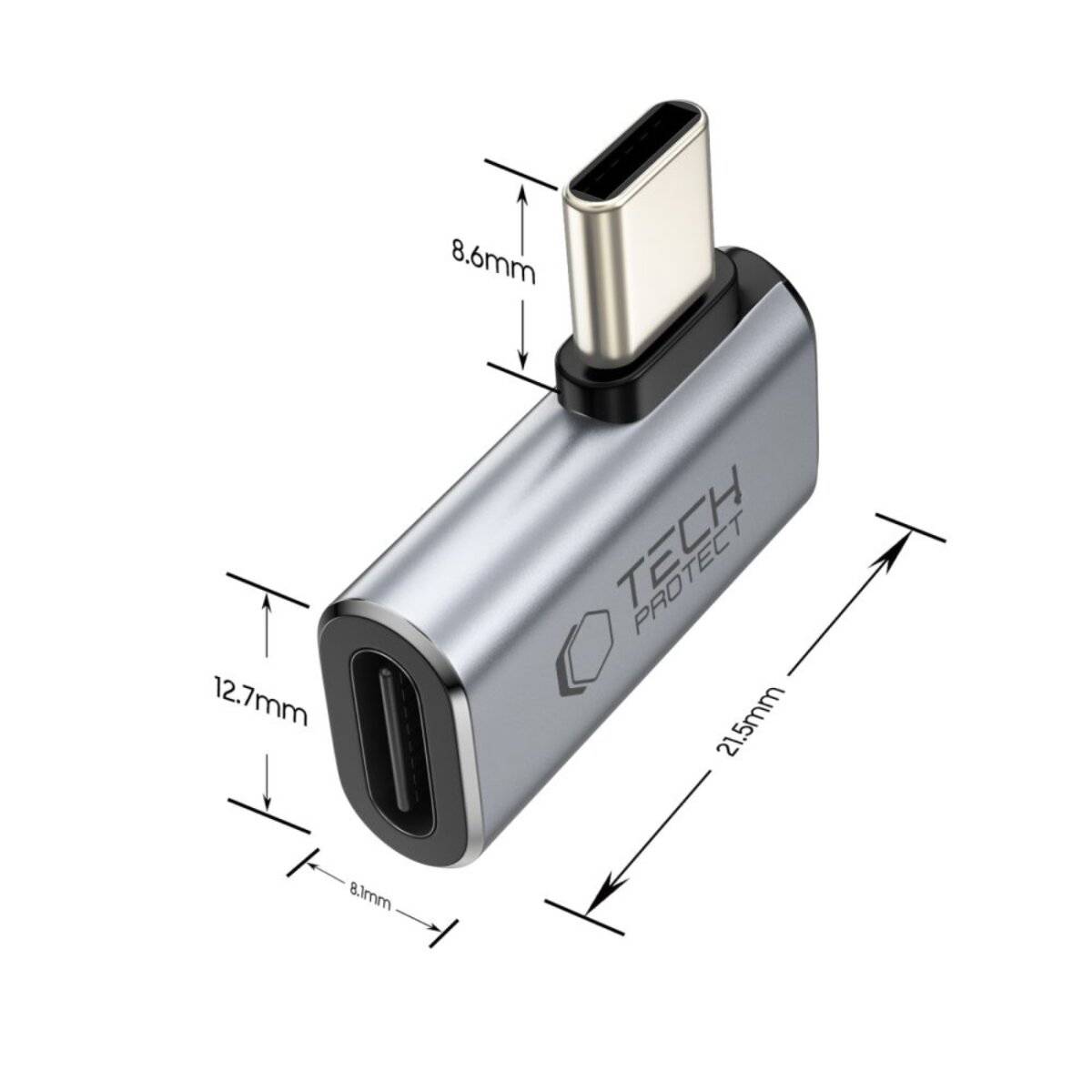 Tech-Protect Ultraboost AA01 USB-C Winkeladapter – Grau