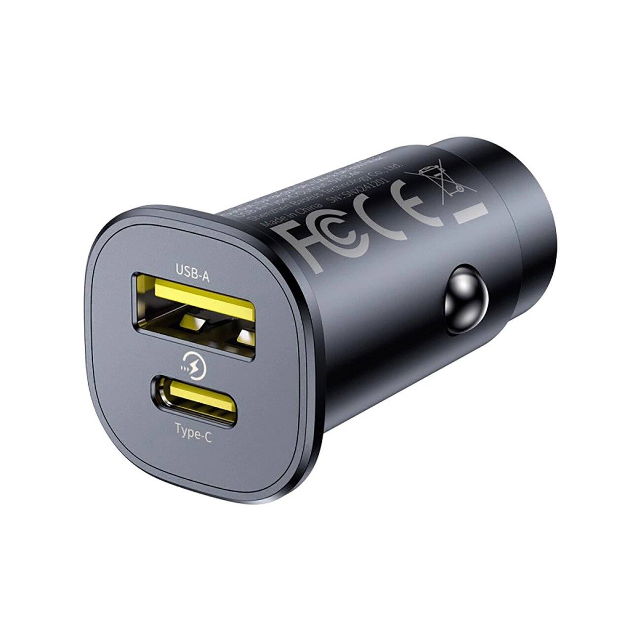 Baseus GoTrip USB-C / USB-A 30W Autoladegerät - Schwarz