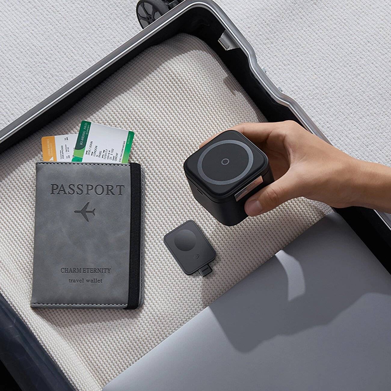 Baseus MagPro 3in1 25W MagSafe kompatibles induktives Ladegerät Telefon Smartwatch - Schwarz