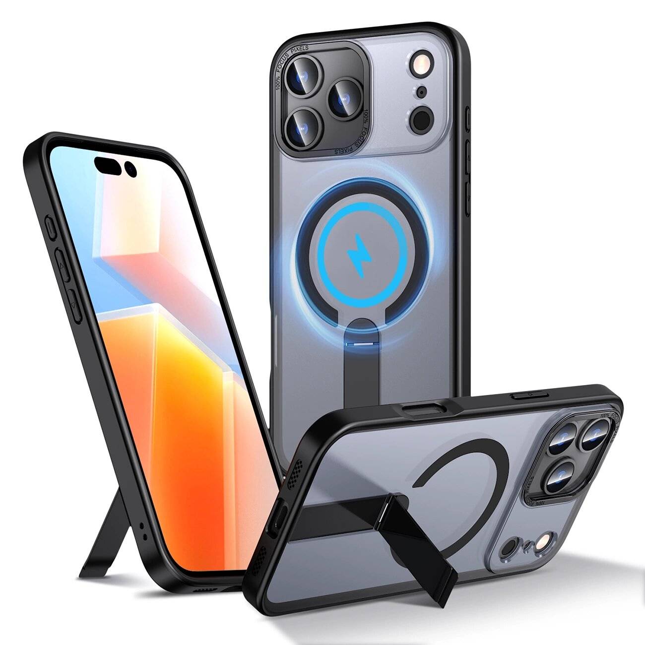 Hybrid Armor X Hülle iPhone 17 Pro MagSafe-kompatiblem Ständer - Schwarz