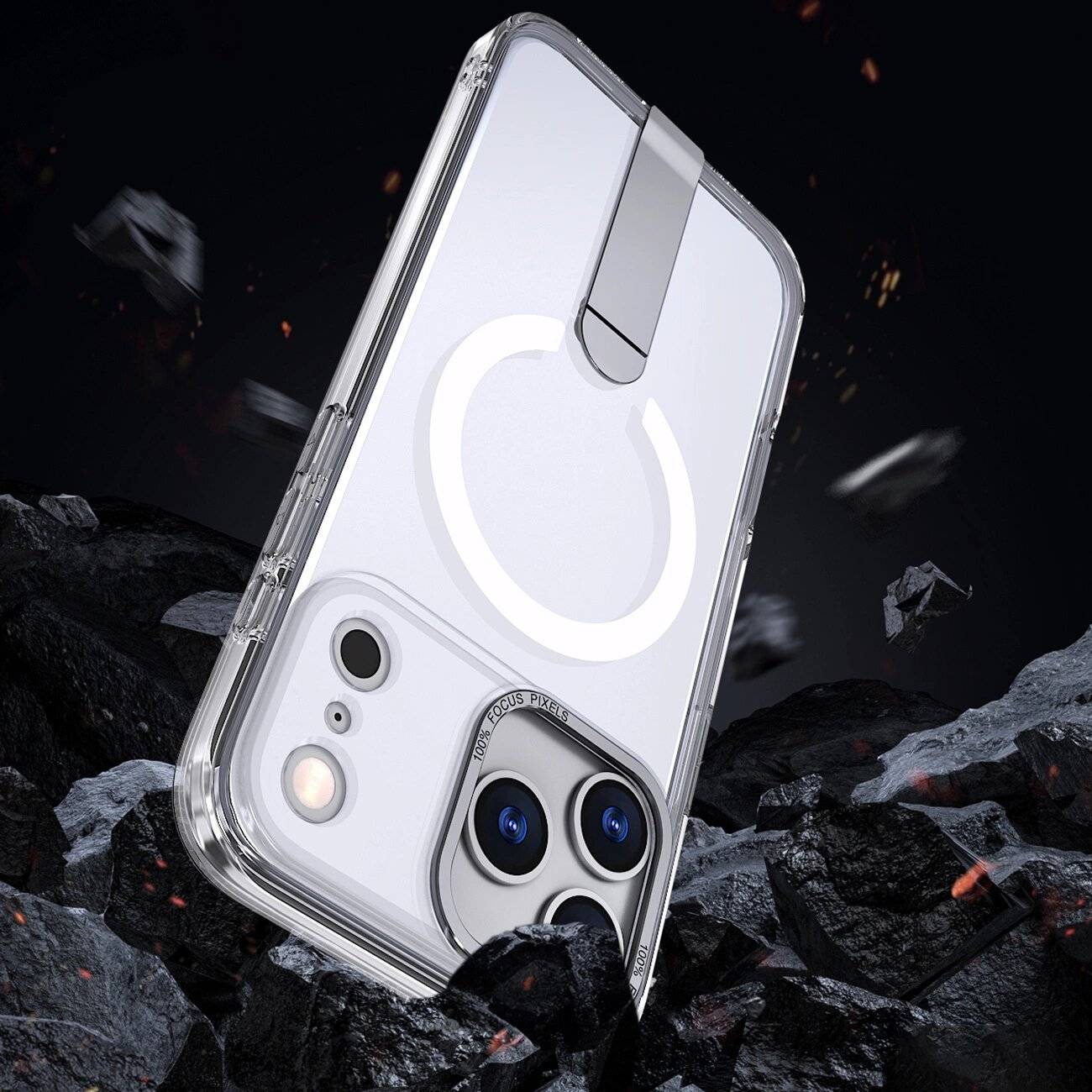 Hybrid Armor X Hülle iPhone 17 Pro Max Ständer, MagSafe - Transparent