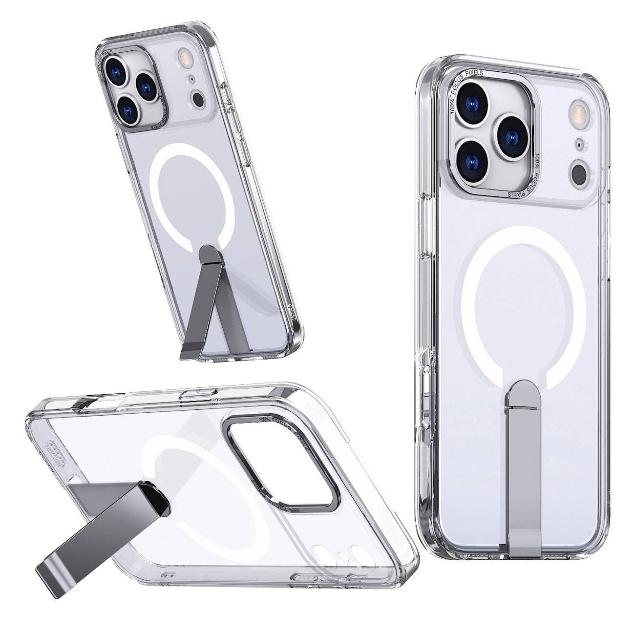 Hybrid Armor X Hülle iPhone 17 Pro Max Ständer, MagSafe - Transparent