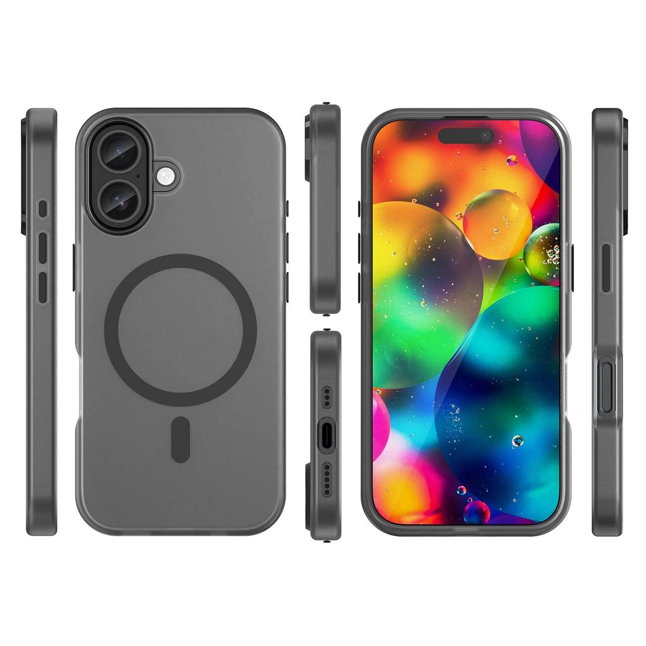 Magnetische Schleifhülle iPhone 17, MagSafe – Mattschwarz