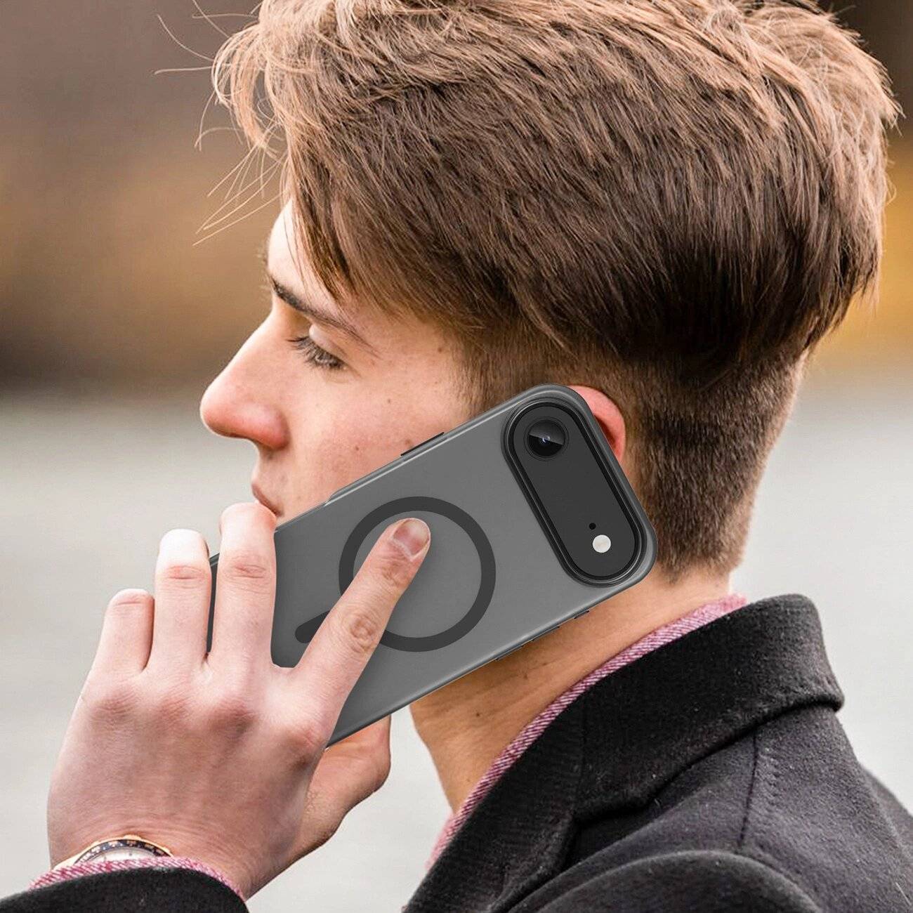 Magnetische Schleifhülle iPhone 17 Air, MagSafe, Mattschwarz