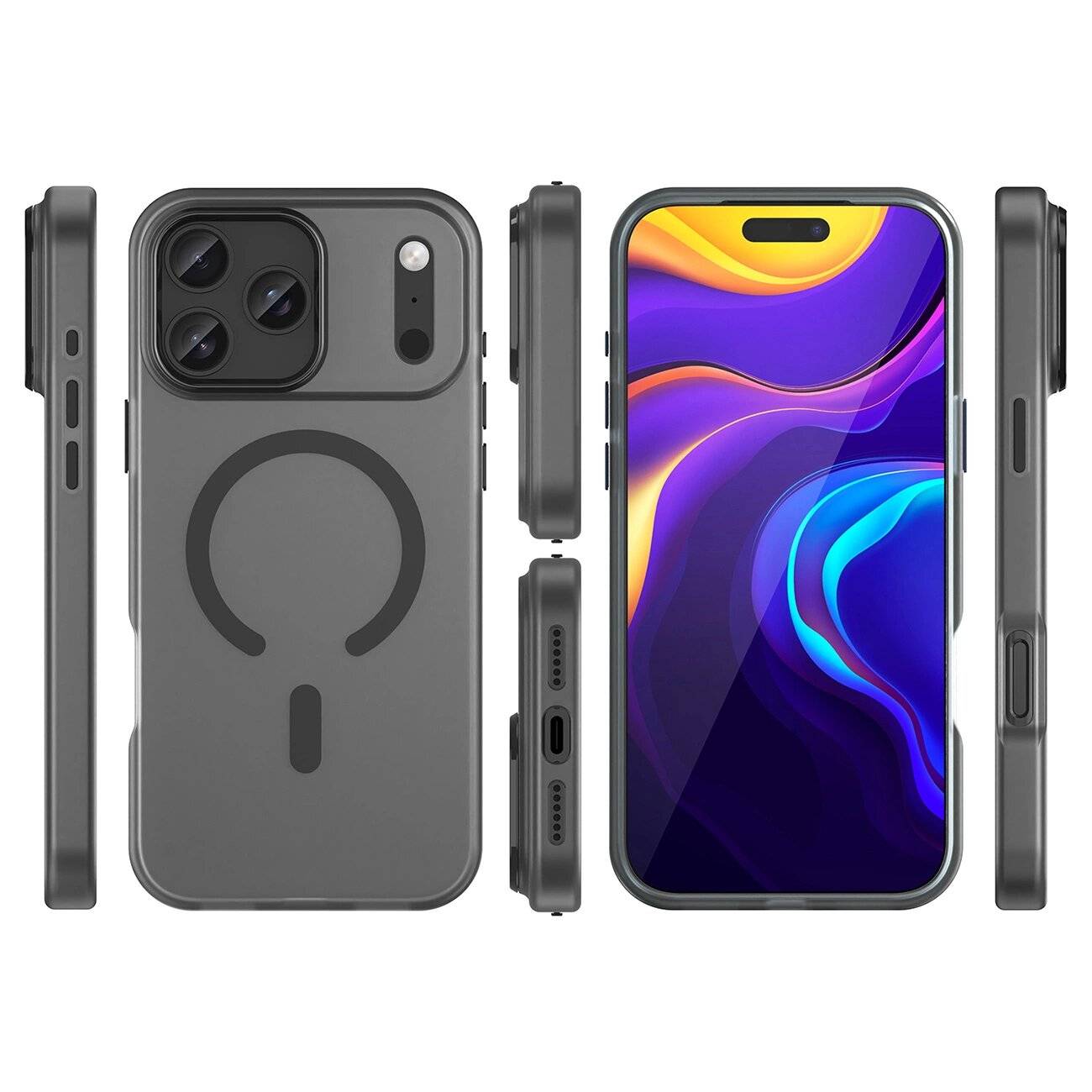 Magnetische Schleifhülle iPhone 17 Pro, MagSafe – Mattschwarz