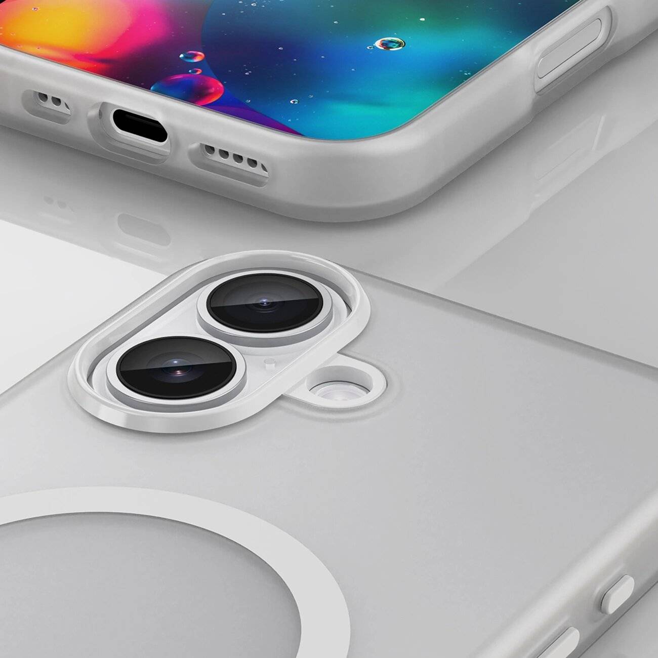 Magnetische Schleifhülle iPhone 17, MagSafe – Mattweiß