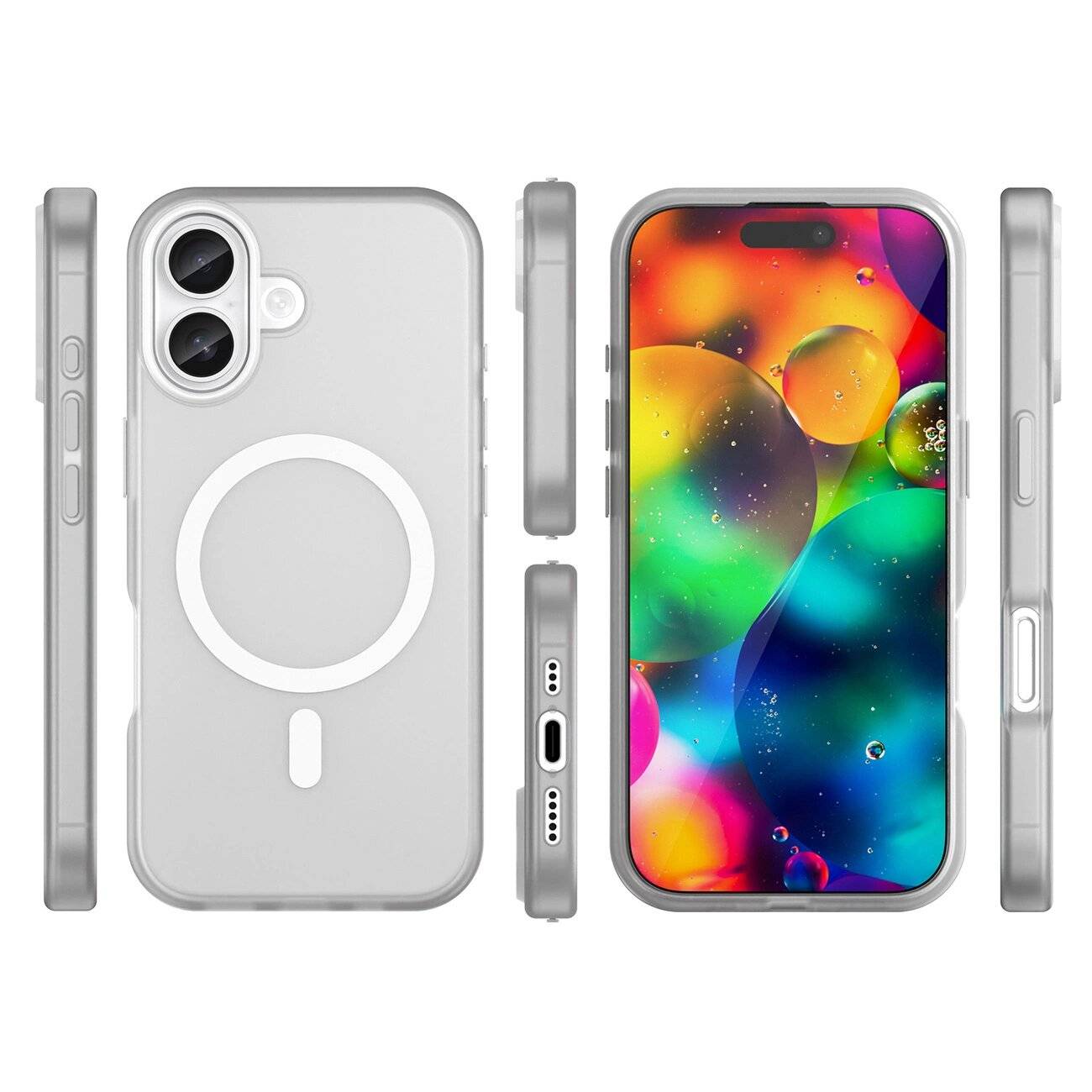 Magnetische Schleifhülle iPhone 17, MagSafe – Mattweiß