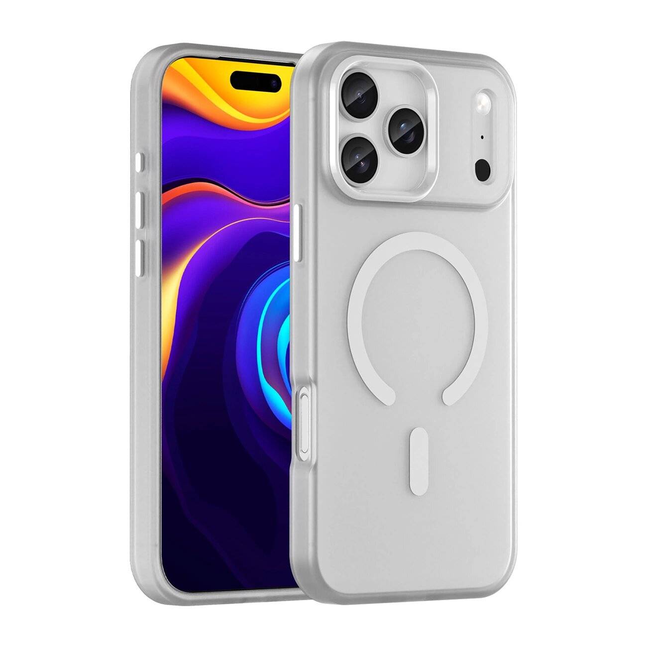 Magnetische Schleifhülle iPhone 17 Pro, MagSafe – Mattweiß