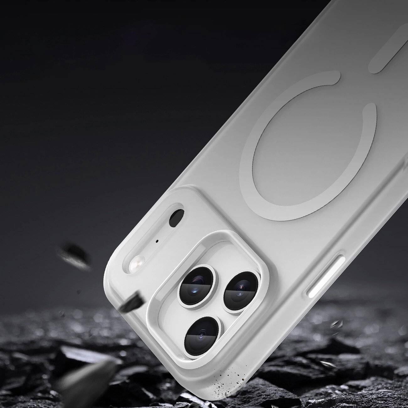 Magnetische Schleifhülle iPhone 17 Pro, MagSafe – Mattweiß