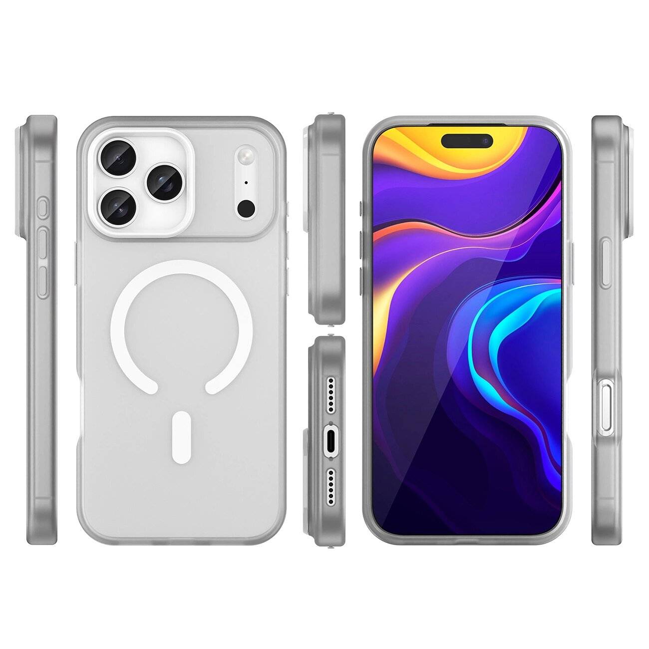 Magnetische Schleifhülle iPhone 17 Pro, MagSafe – Mattweiß