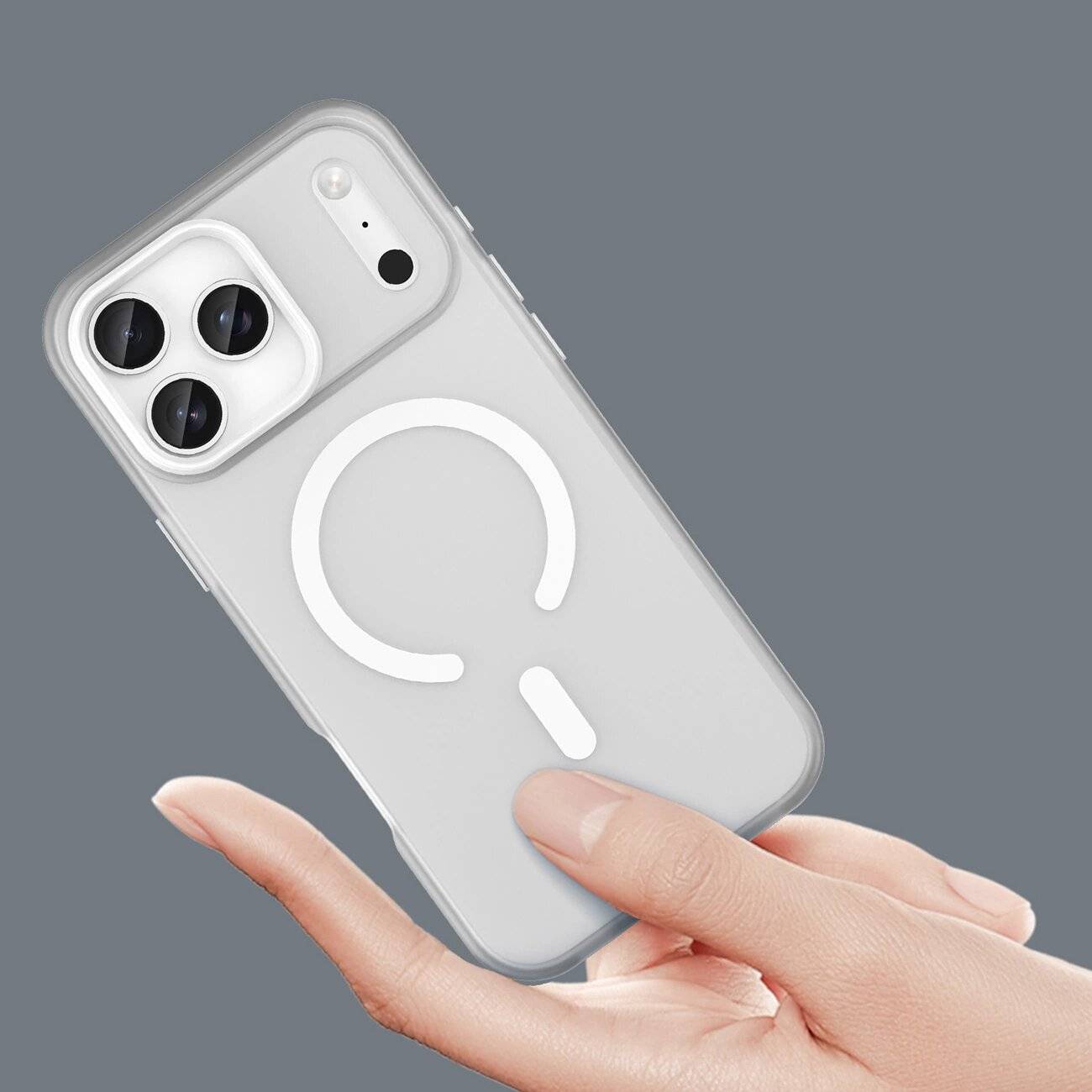 Magnetische Schleifhülle iPhone 17 Pro, MagSafe – Mattweiß