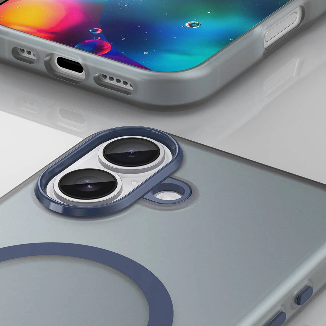 Magnetische Schleifhülle iPhone 17, MagSafe – Mattblau