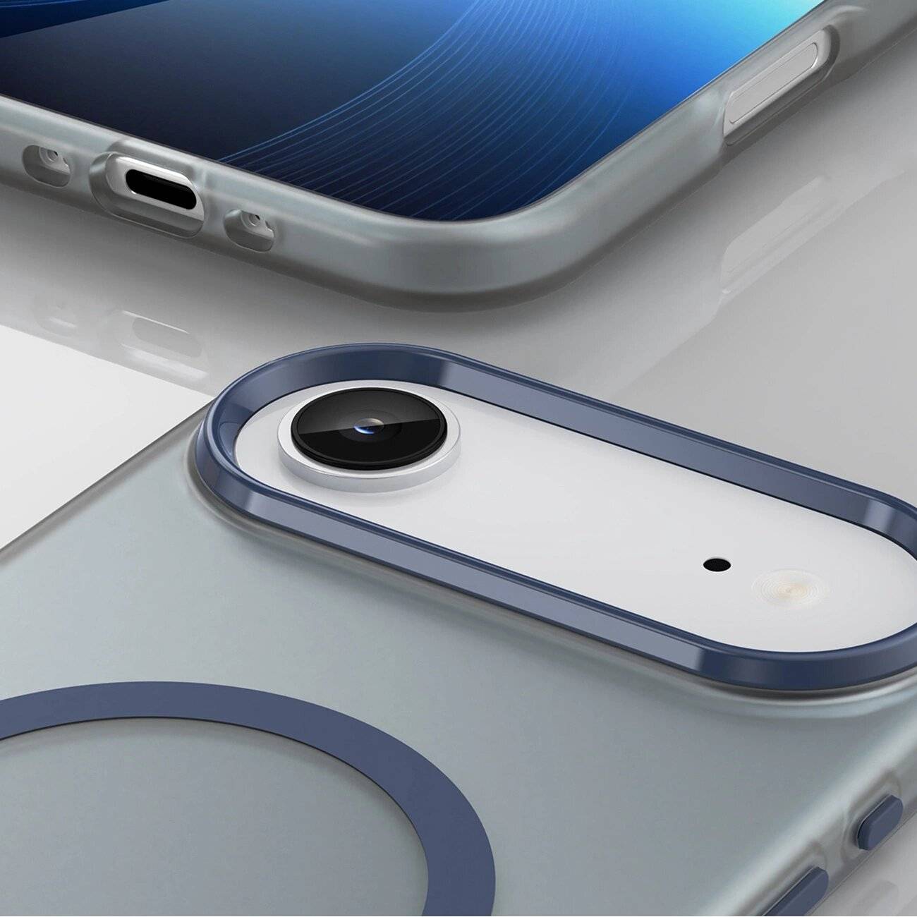 Magnetische Schleifhülle iPhone 17 Air, MagSafe, Mattblau
