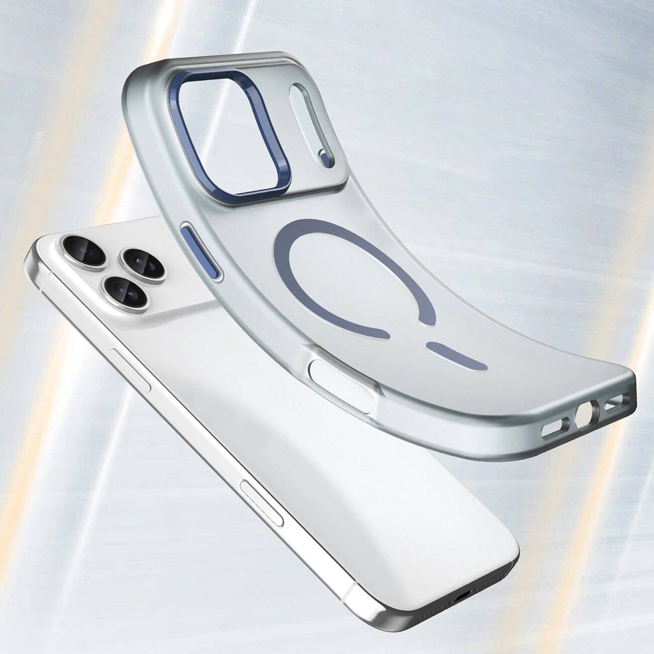 Magnetische Schleifhülle iPhone 17 Pro, MagSafe – Mattblau