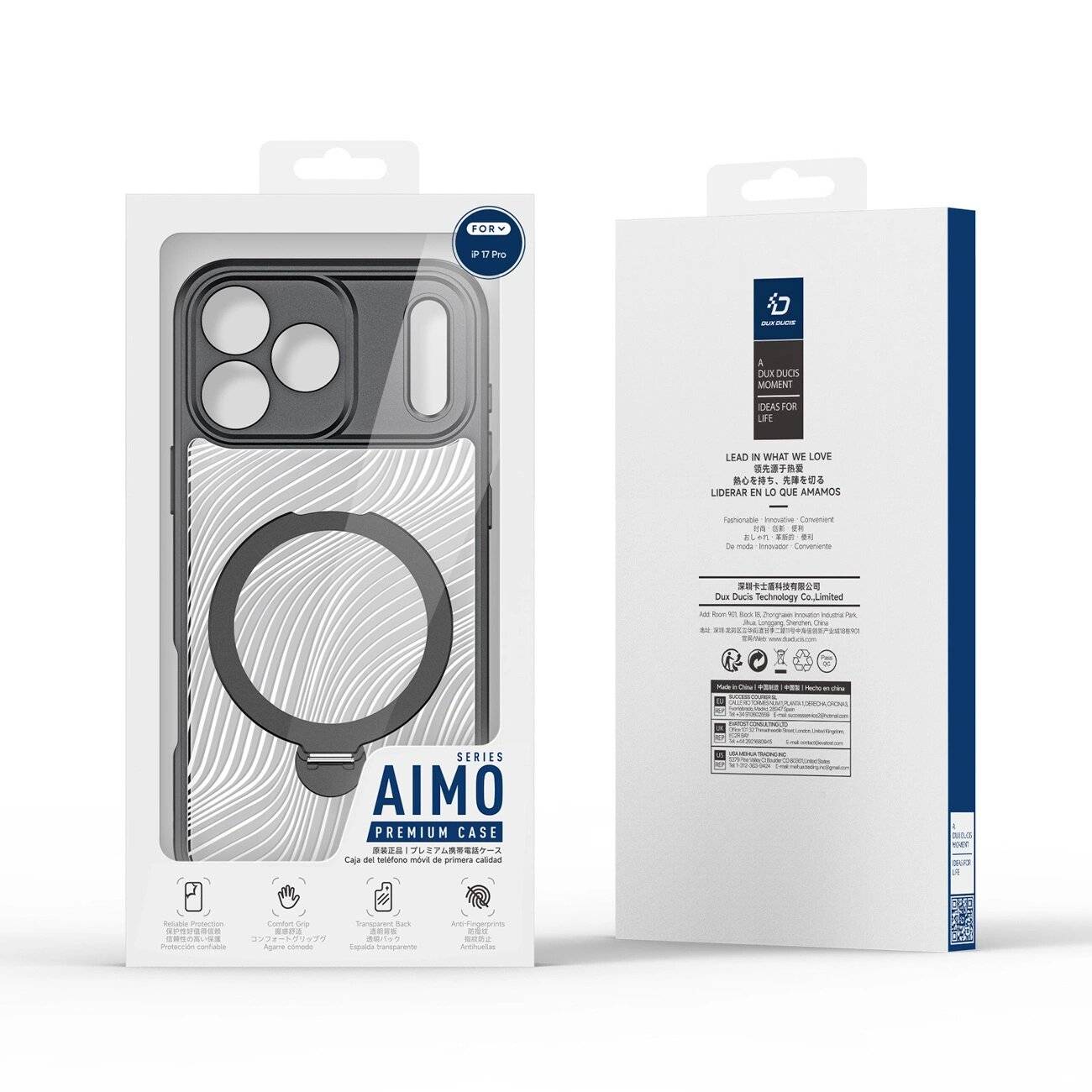 Dux Ducis Aimo Mag Case Magnetring Ständer iPhone 17 Pro – Schwarz