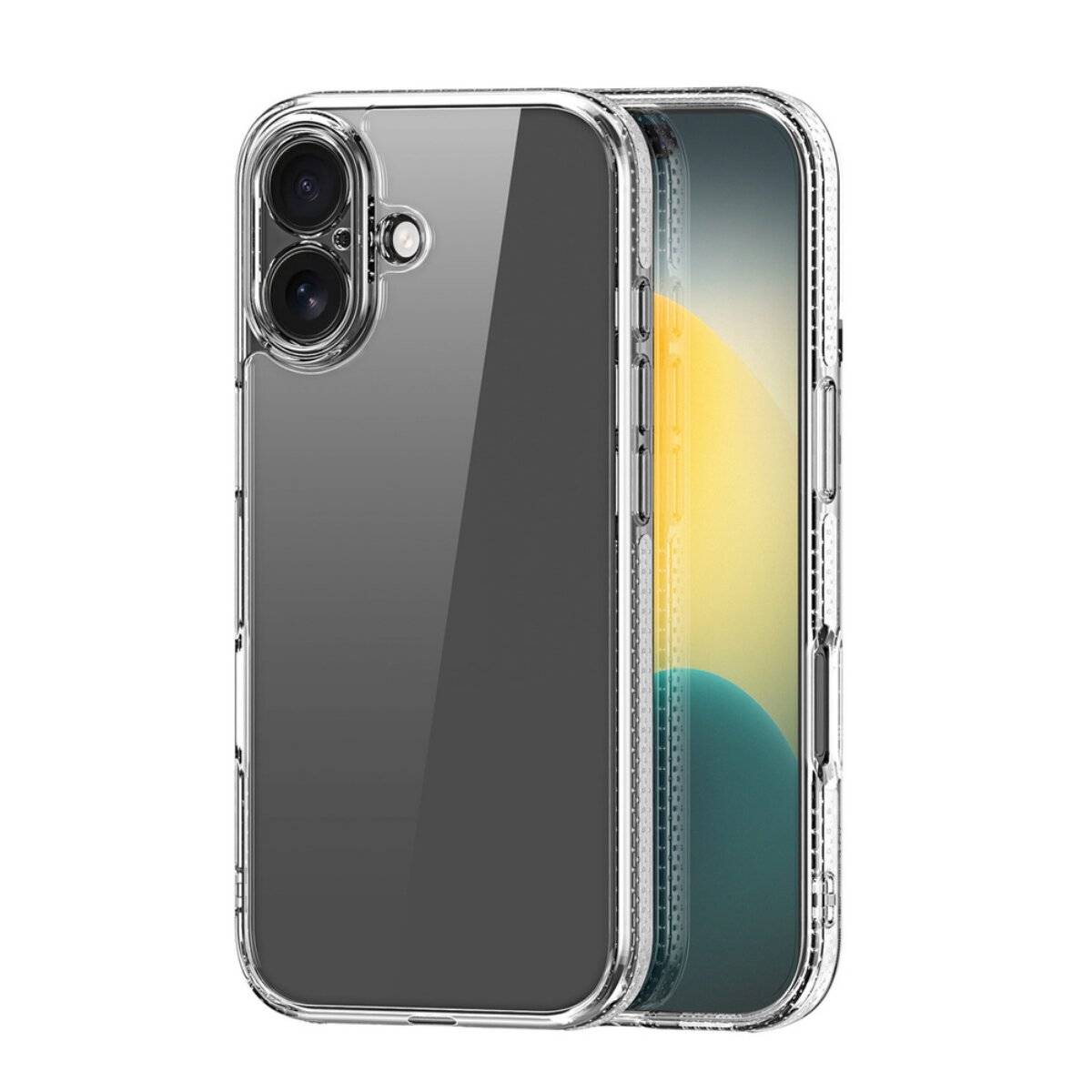 Eine intelligente Steckdosenleiste ist an der Wand montiert und lädt ein Telefon und einen Laptop auf einem Tisch auf, während ein Gewitter im Hintergrund durch das Fenster sichtbar ist.
