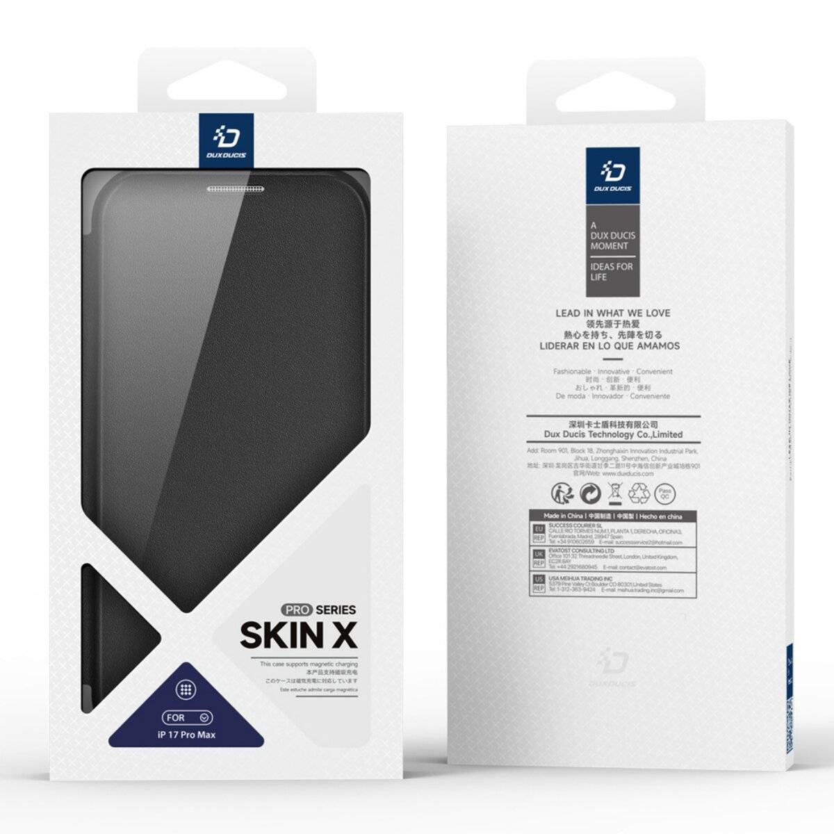 Dux Ducis Skin X Pro Hülle iPhone 17 Max Wallet, MagSafe kompatibel - Schwarz