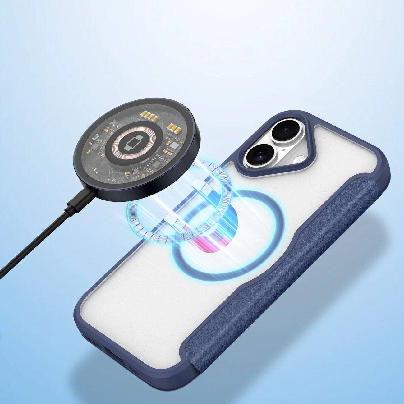 Dux Ducis Skin X Pro iPhone 17 Hülle Wallet, MagSafe kompatibel - Blau