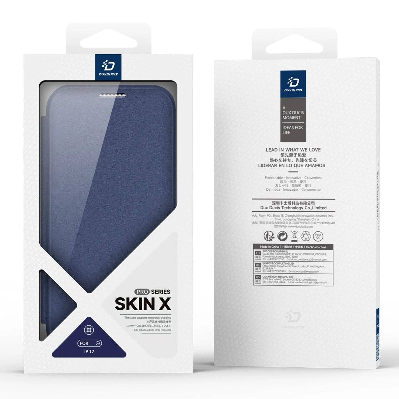 Dux Ducis Skin X Pro iPhone 17 Hülle Wallet, MagSafe kompatibel - Blau
