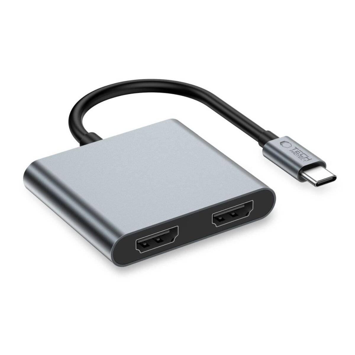 Tech-Protect HB08 4in1 USB-C + USB2.0 2 x HDMI 4K 60HZ Adapter - grau