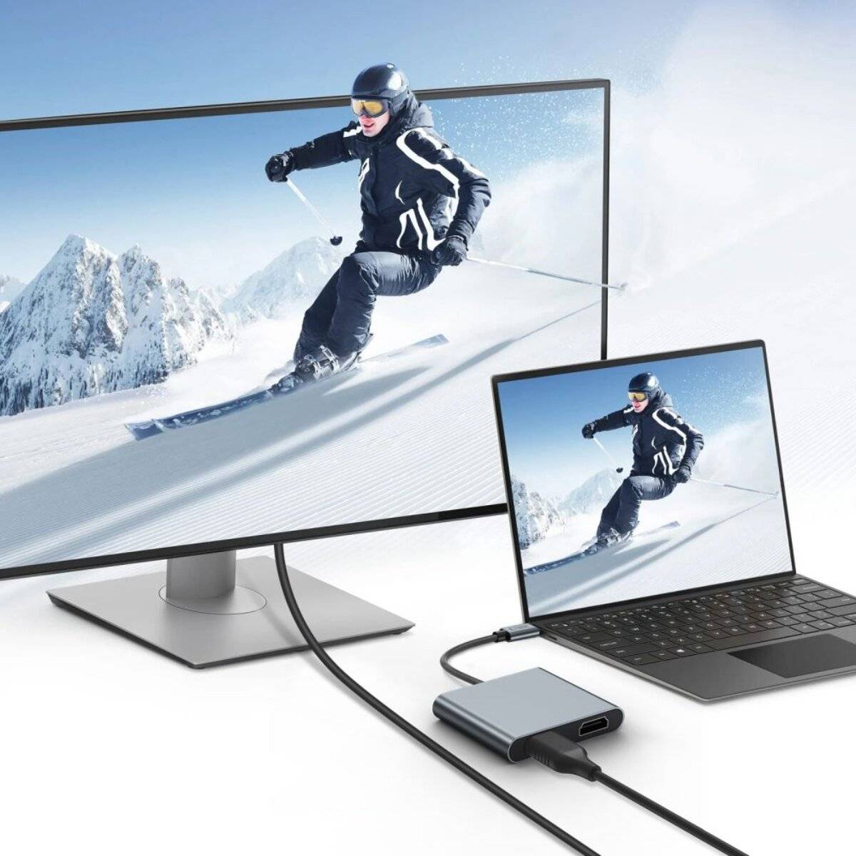 Tech-Protect HB08 4in1 USB-C + USB2.0 2 x HDMI 4K 60HZ Adapter - grau