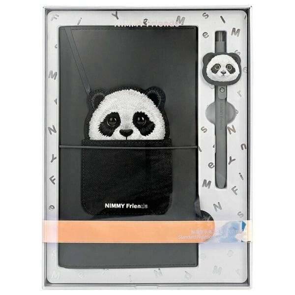 Nimmy Big Eyed Pet 2.0 Panda 2-in-1 Notizbuch + Stift-Set, Schwarz
