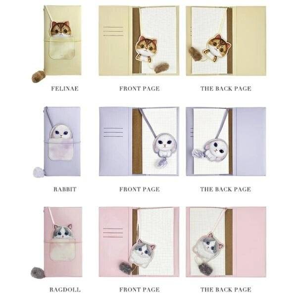 Nimmy Big Eyed Pet 2.0 Cat 2-in-1 Notizbuch + Stift-Set, Beige