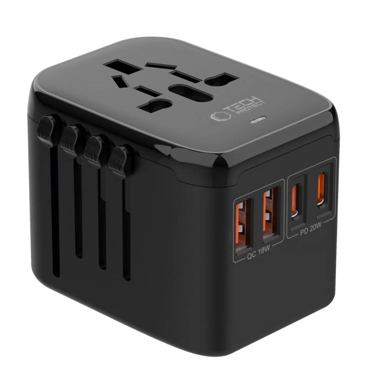 Tech-Protect TA200 EU / UK US AU-Adapter - schwarz