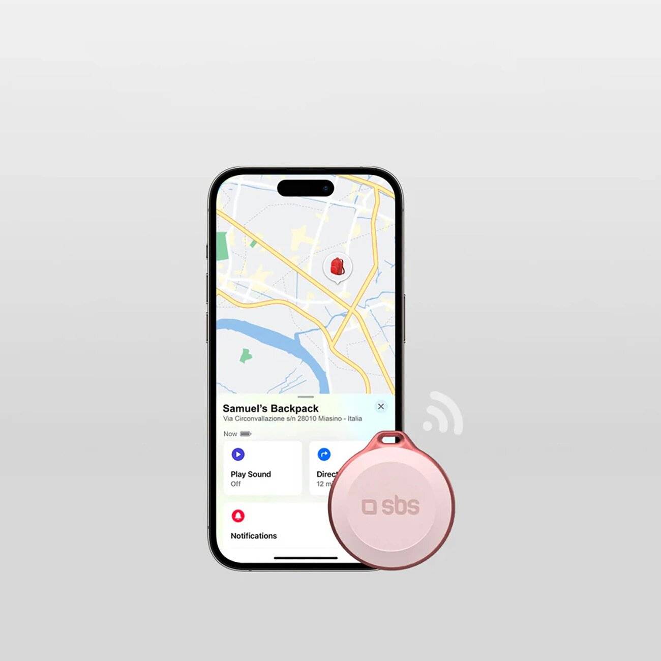SBS Track My Circle, wasserdichter IP65-Ortungsgerät, Apple Find My, Pink