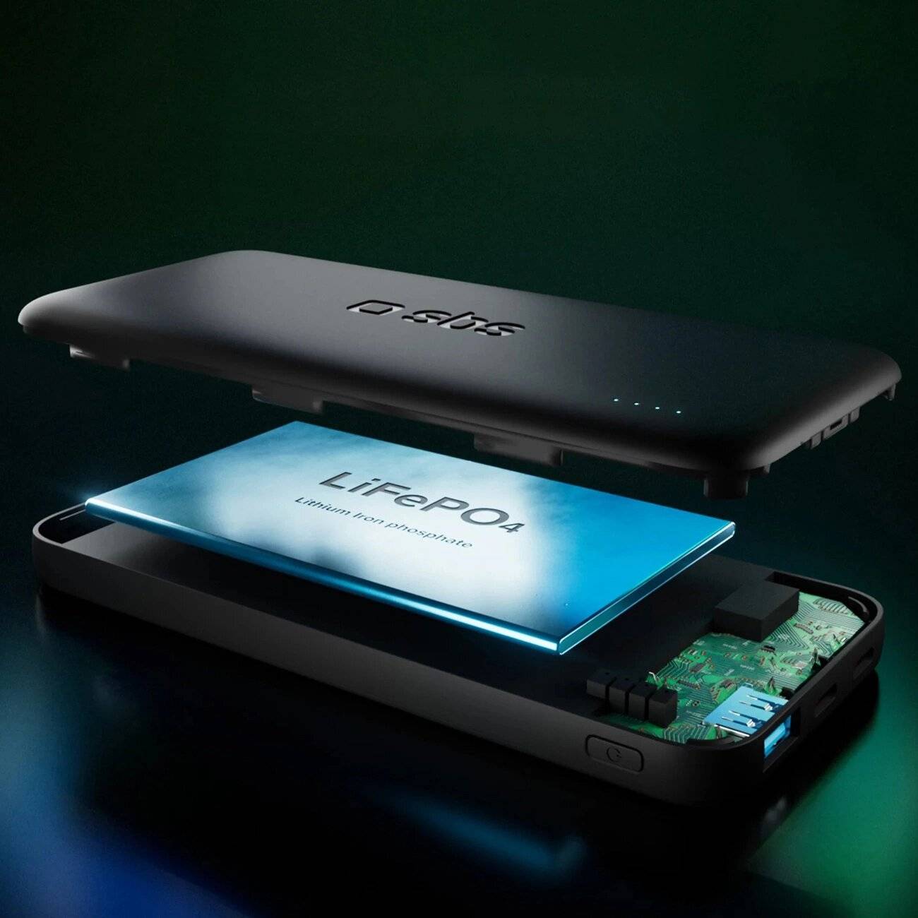 SBS Infinity Powerbank 10000mAh 10W LiFePo₄ USB-A USB-C - Schwarz