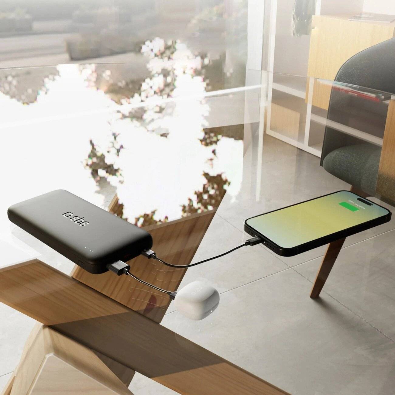 SBS Infinity Powerbank 10000mAh 10W LiFePo₄ USB-A USB-C - Schwarz