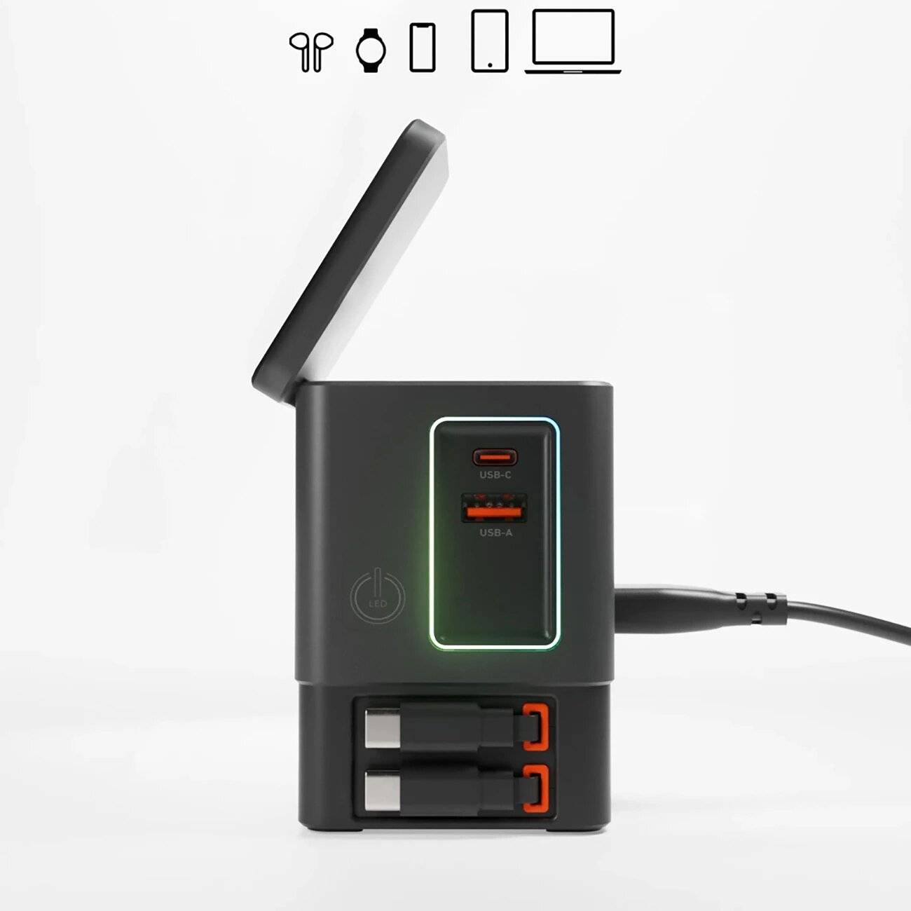 SBS Power Dock 6-in-1 MagSafe, Ständer USB-C-Kabeln 65 W – Schwarz