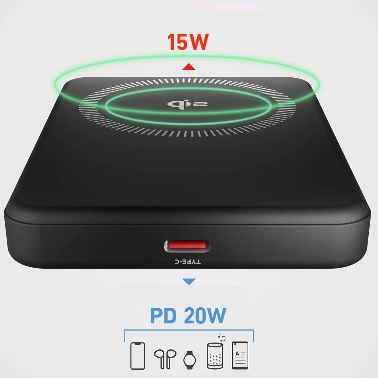 SBS Mag Power Qi2 5000 mAh Powerbank MagSafe - Schwarz