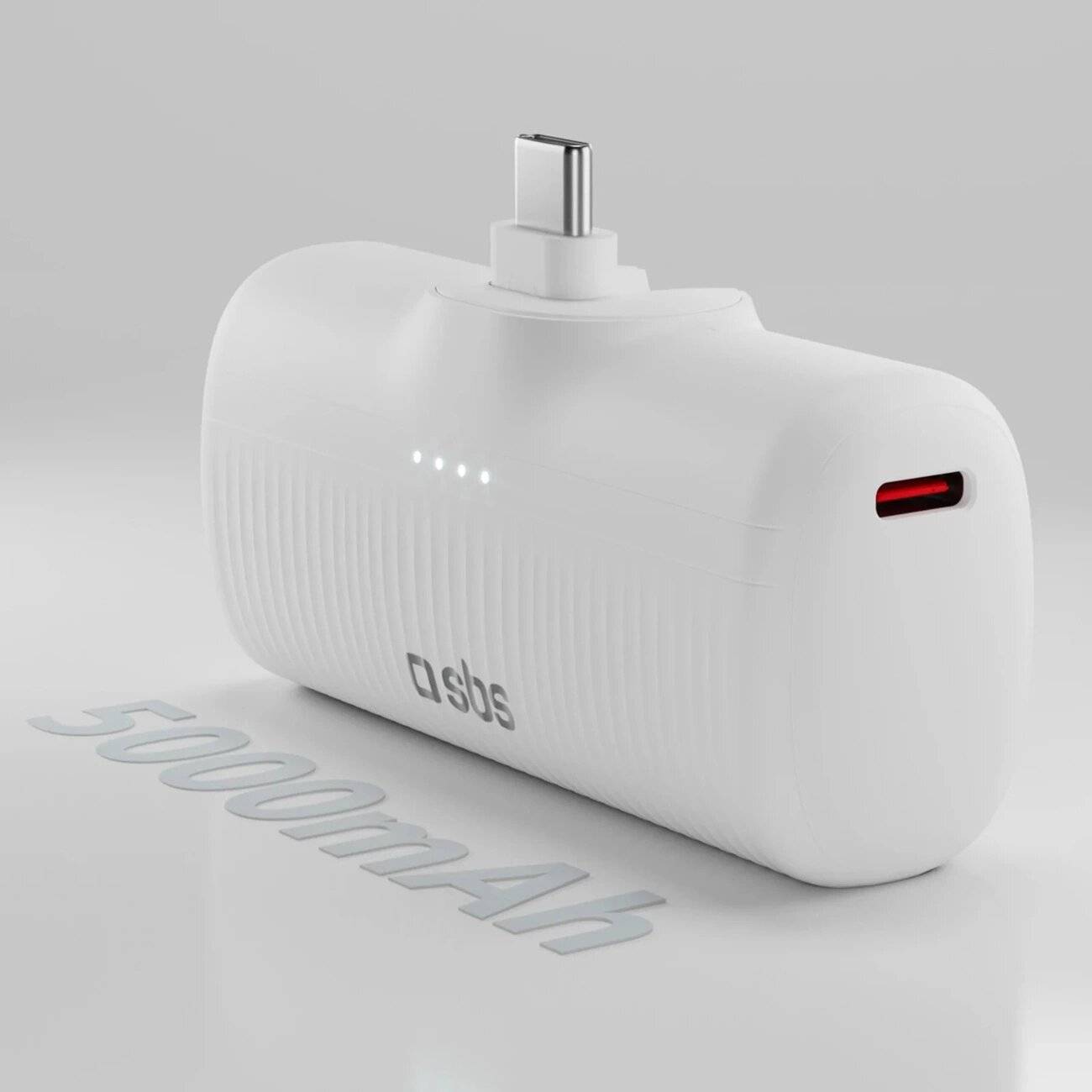 SBS EcoPower 5000 mAh 10W Powerbank integriertem USB-C-Anschluss - Weiß