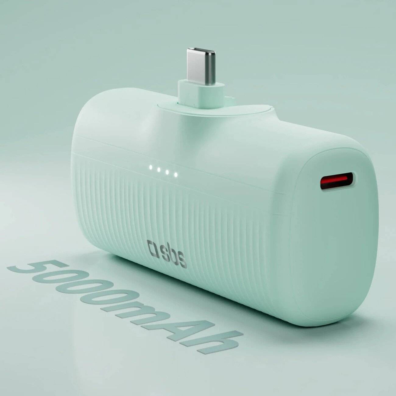 SBS EcoPower 5000 mAh 10W Powerbank integriertem USB-C-Anschluss - Grün