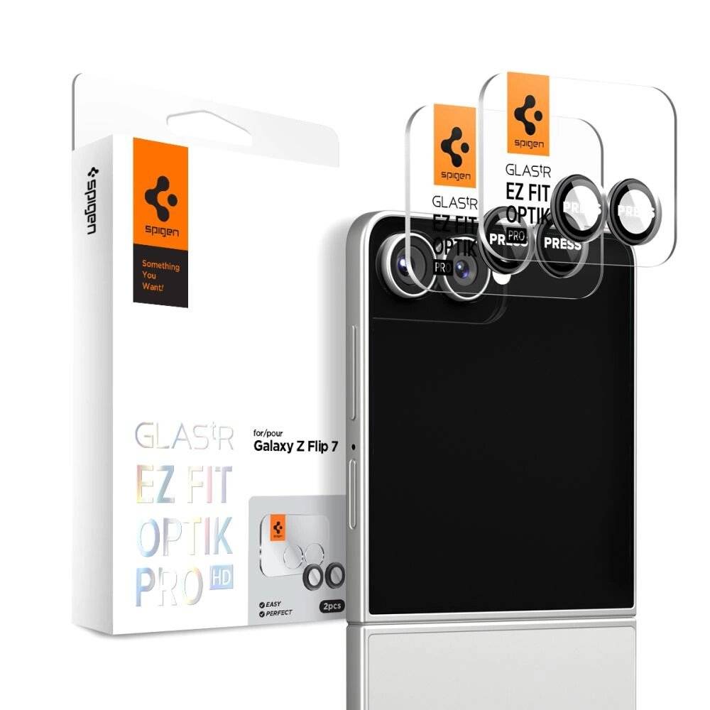 Spigen Optik Pro HD Glas.TR EZ Fit 2er-Pack Kameraschutz Samsung Galaxy Z Flip 7 - Schwarz