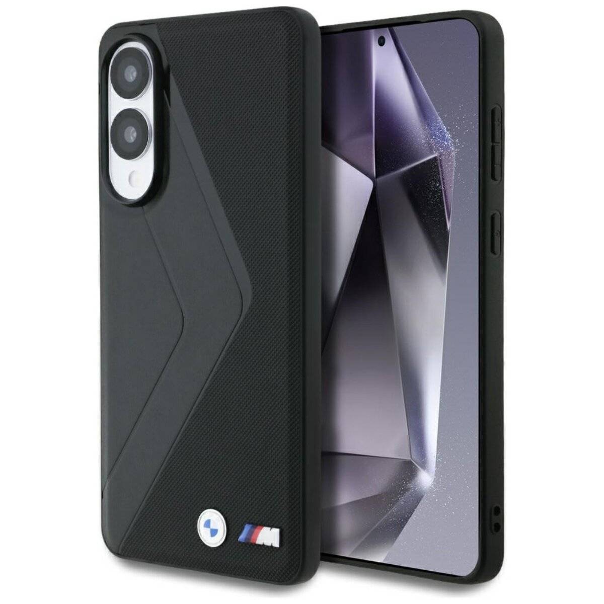 BMW Leather Oversized Stripes MagSafe Hülle Samsung Galaxy S25 Edge - Schwarz