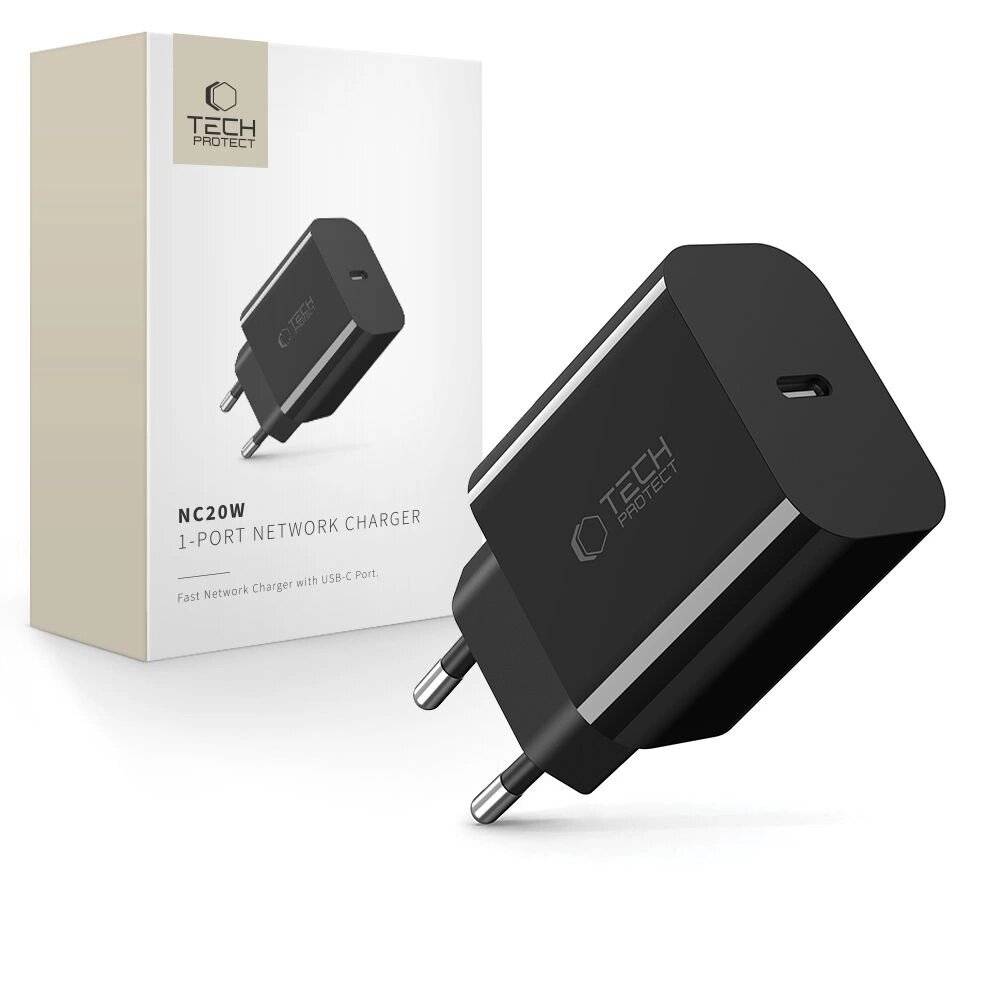 Tech-Protect NC20W USB-C 1-Port PD20W Wandladegerät - Schwarz