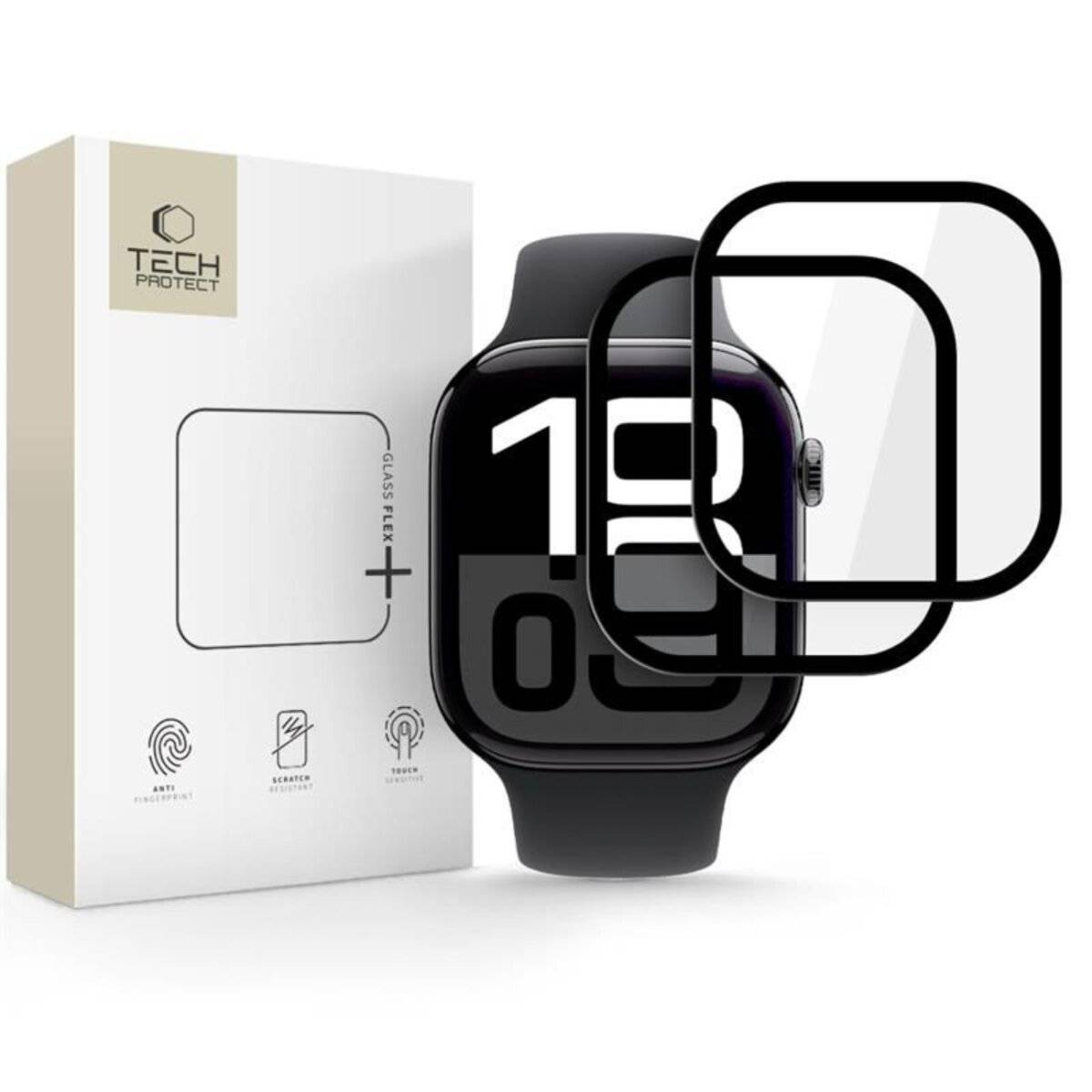 Tech-Protect Glass Flex+ Hybrid 2er-Pack Apple Watch 10 46 mm – Schwarz