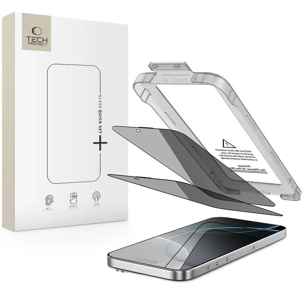 Tech-Protect Quick Set Spy+ Privacy Glass 2er-Pack iPhone 16 Pro