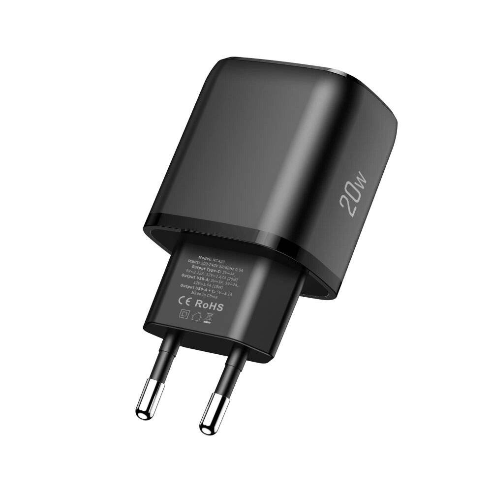 Tech-Protect NCA20 PD 20W / QC3.0 USB-A USB-C Wandladegerät - schwarz