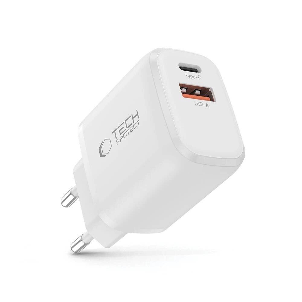 Tech-Protect NCA30 PD 30W QC3.0 USB-A / USB-C Wandladegerät - Weiß