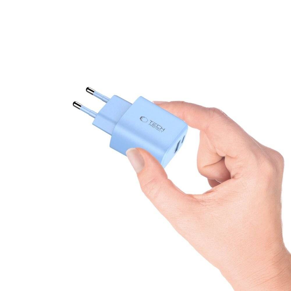 Tech-Protect NCA20 PD 20W QC3.0 USB-A / USB-C Wandladegerät - Blau