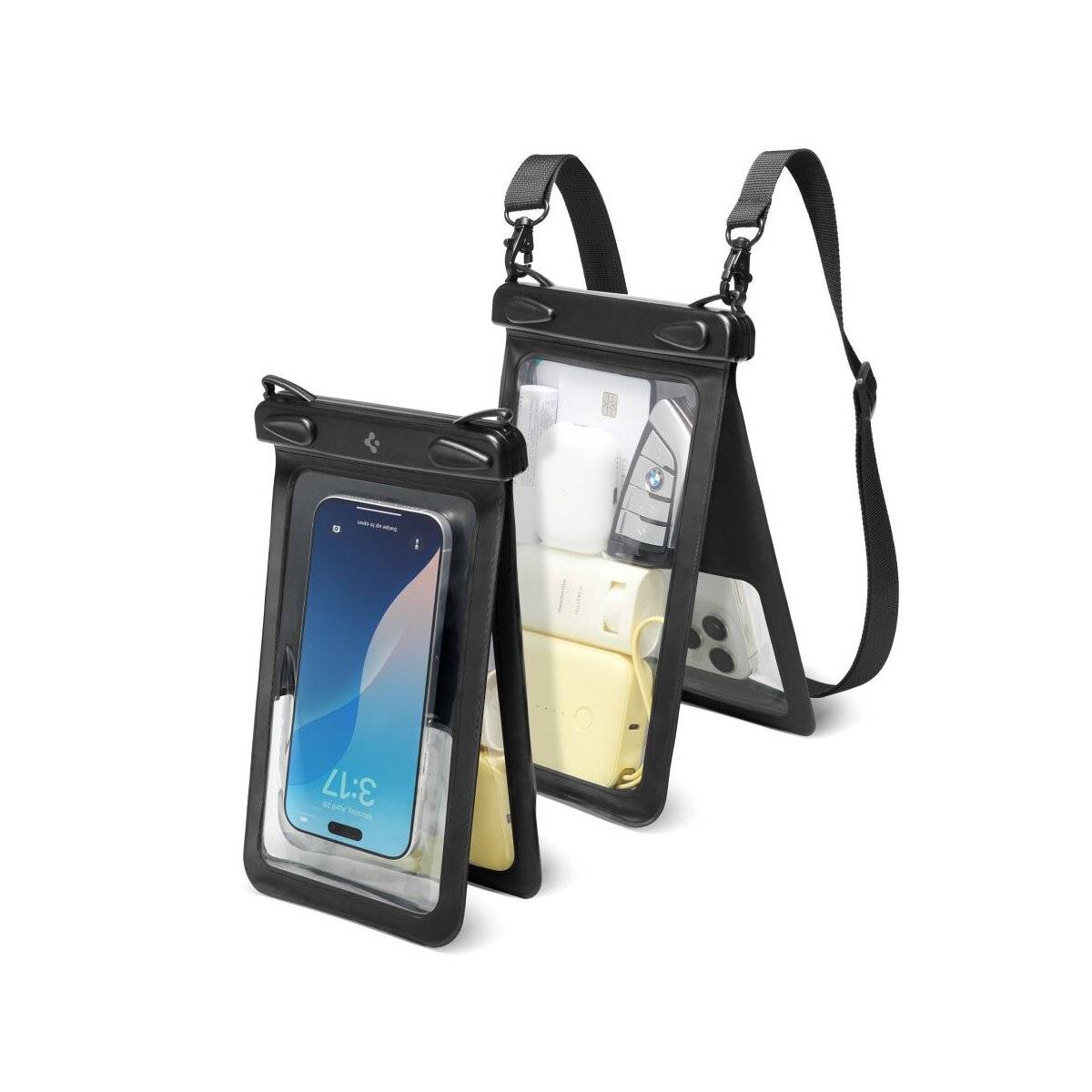 Spigen A603 wasserdichte Hülle Kompatibel mit Smartphones bis zu 6,9 Zoll Schwarz