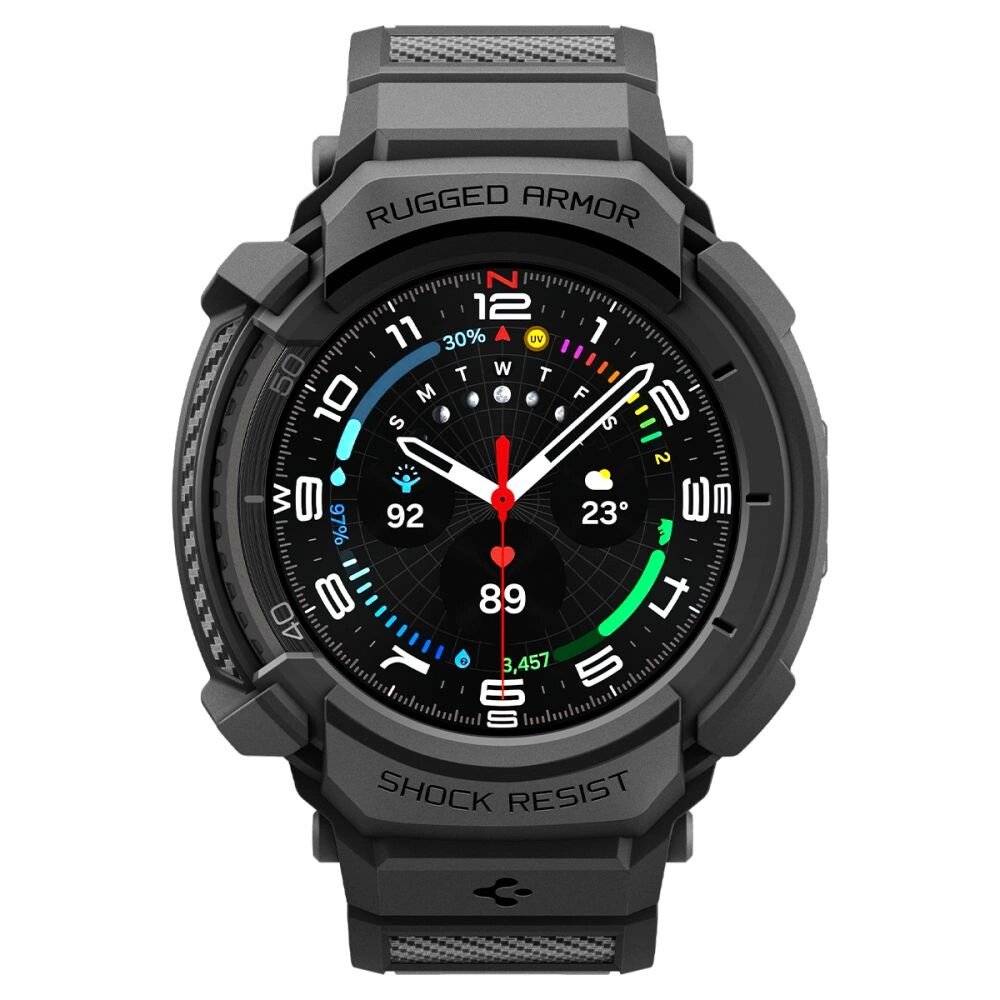 Spigen Rugged Armor Pro Armband Samsung Galaxy Watch 8 Classic 46 mm – Mattschwarz