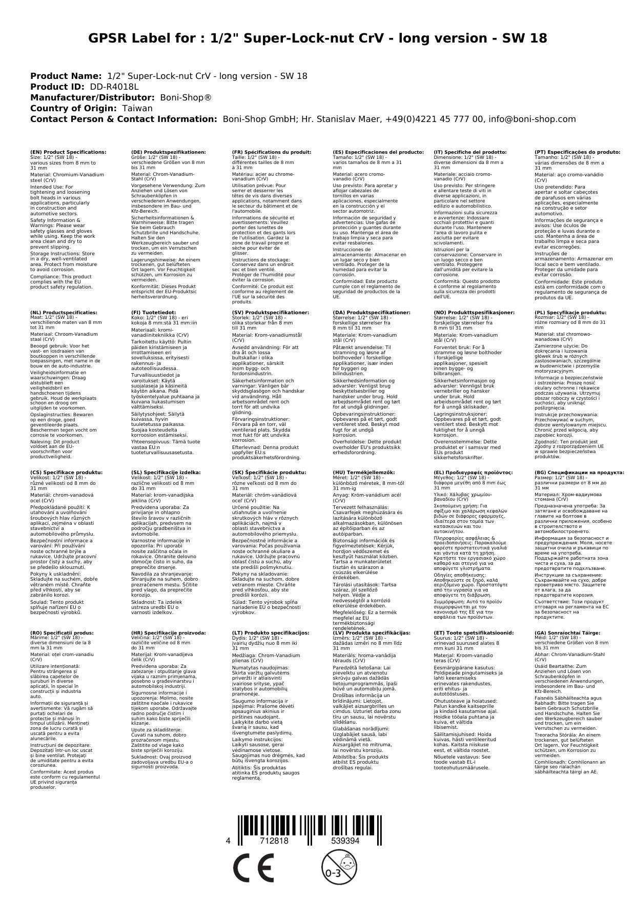 1/2 Zoll Nuss, 18mm Nuss, Super-Lock CrV, lange Ausführung