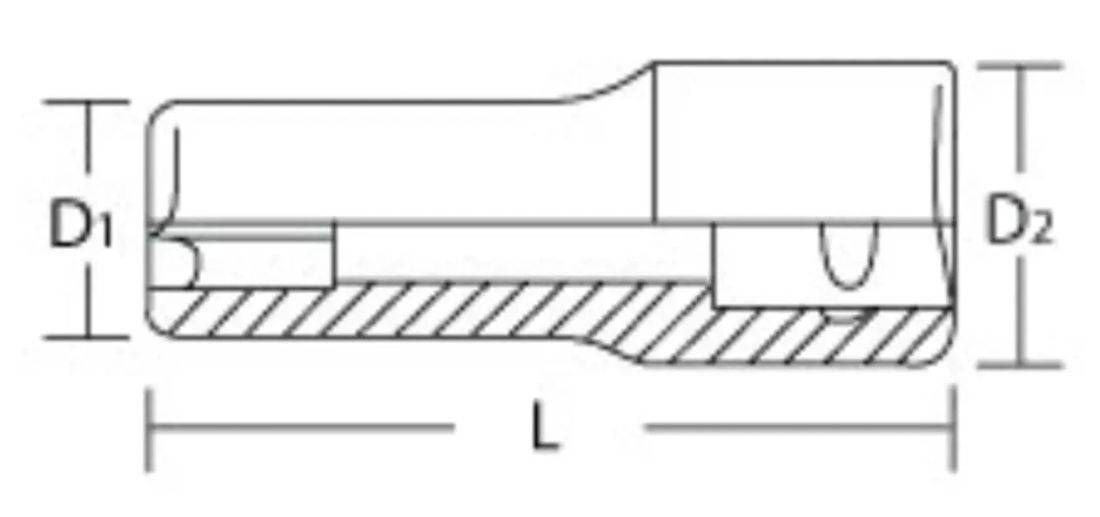 Diagramm einer gestuften Welle mit unterschiedlichen Durchmessern; „L