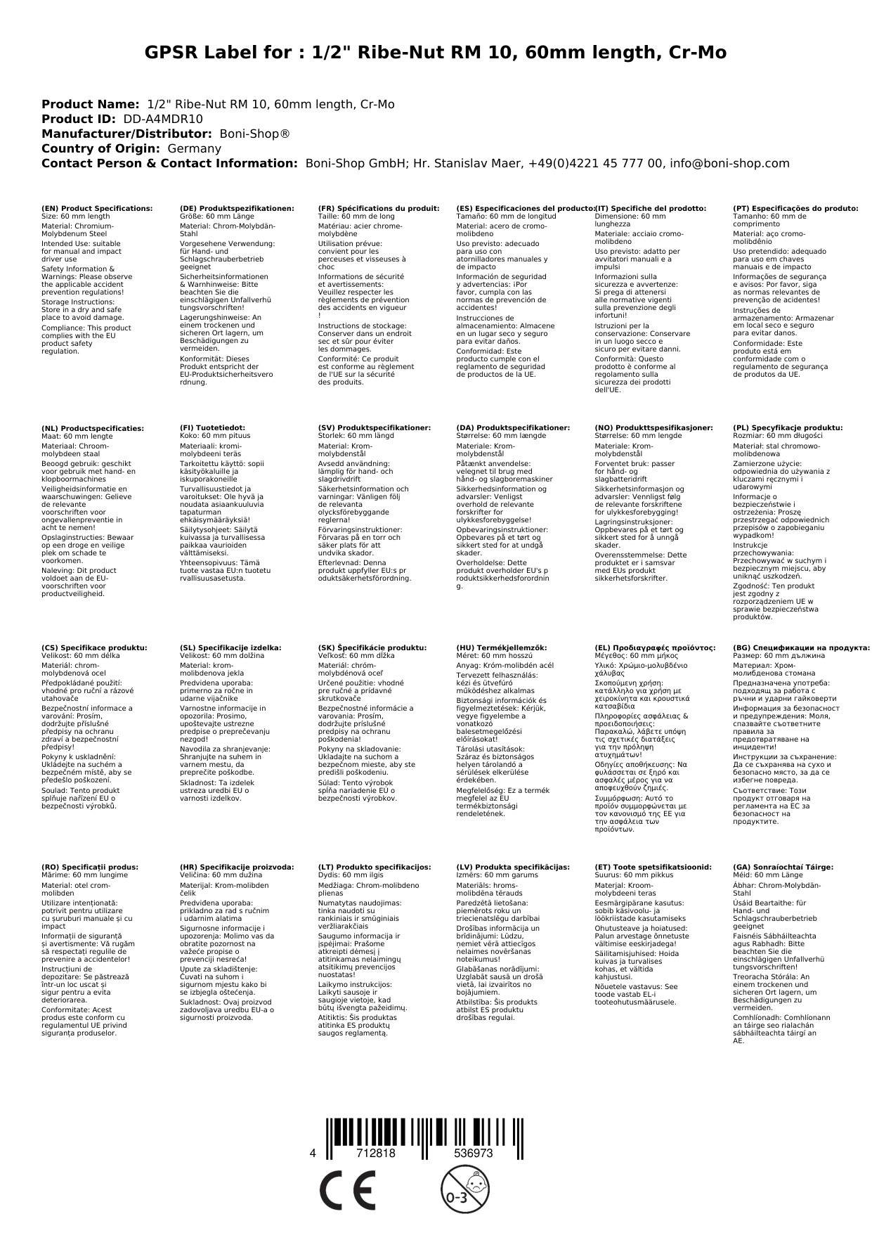 Ribe Nuss, Stecknuss 1/2 Zoll RM10, Cr-Mo, Schlagschrauber Nuss